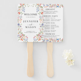 Leque Whimsical Colorful Wildflower Wedding Program
