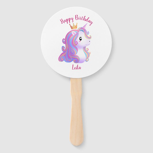 Leque Whimsical Unicorn Birthday (Frente)