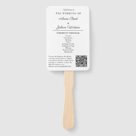 Leque White Modern Wedding Ceremony Program Hand fans