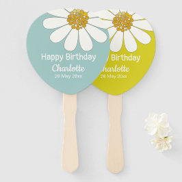 Leque White Retro Modern Daisy Flower Personalizado Aniv