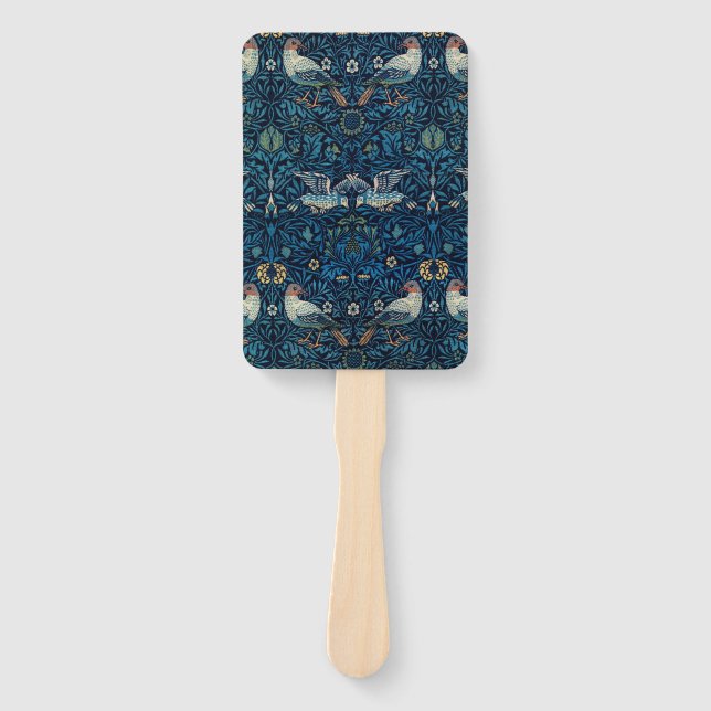 Leque William Morris Blue Birds Tapeçaria Clássica (Frente)