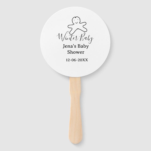Leque Winter baby shower cookie black scribble hand-draw (Frente)