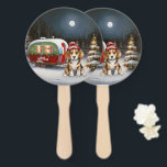 Leque Winter Beagle Caravan Christmas Adventure<br><div class="desc">Adotar a magia de uma noite de inverno nevada enquanto uma caravana desliza graciosamente através da paisagem iluminada pela lua. A beleza serena da neve escutadora e o brilho encantador da lua criam uma cena cativante,  prometendo uma aventura inesquecível de Natal cheia de calor,  alegria e memórias queridas.</div>