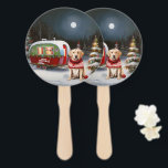 Leque Winter Labrador Caravan Christmas Adventure<br><div class="desc">Adotar a magia de uma noite de inverno nevada enquanto uma caravana desliza graciosamente através da paisagem iluminada pela lua. A beleza serena da neve escutadora e o brilho encantador da lua criam uma cena cativante,  prometendo uma aventura inesquecível de Natal cheia de calor,  alegria e memórias queridas.</div>