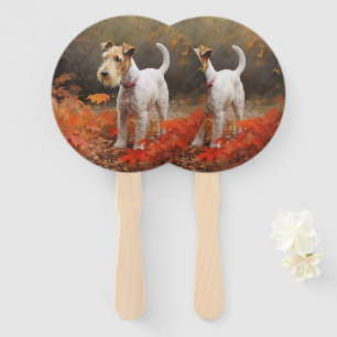 Leque Wirefox Terrier em Folhas Caídas de Outono Inspira