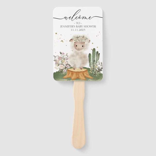 Leque Woodland Themed Sheep Welcome to Baby Shower (Frente)