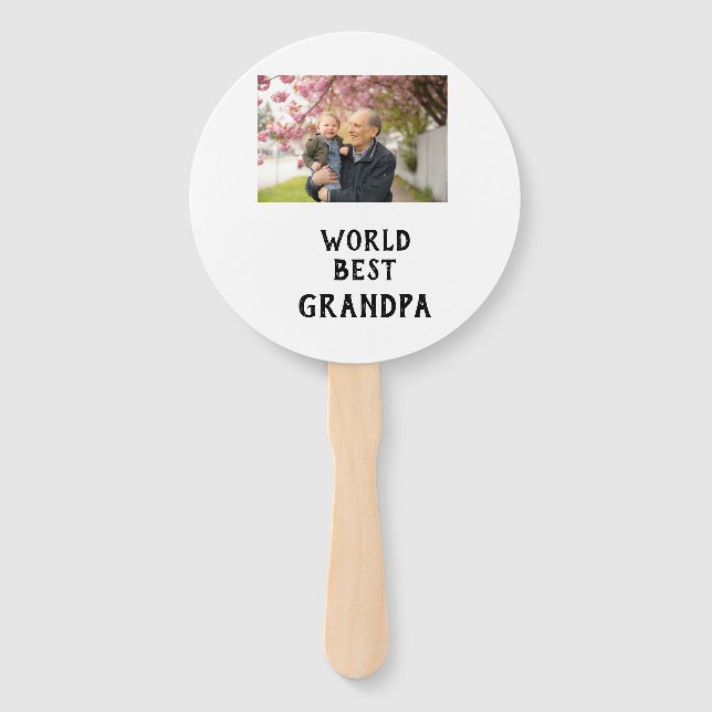 Leque World best Grandpa photo name father's day grandpa (Frente)