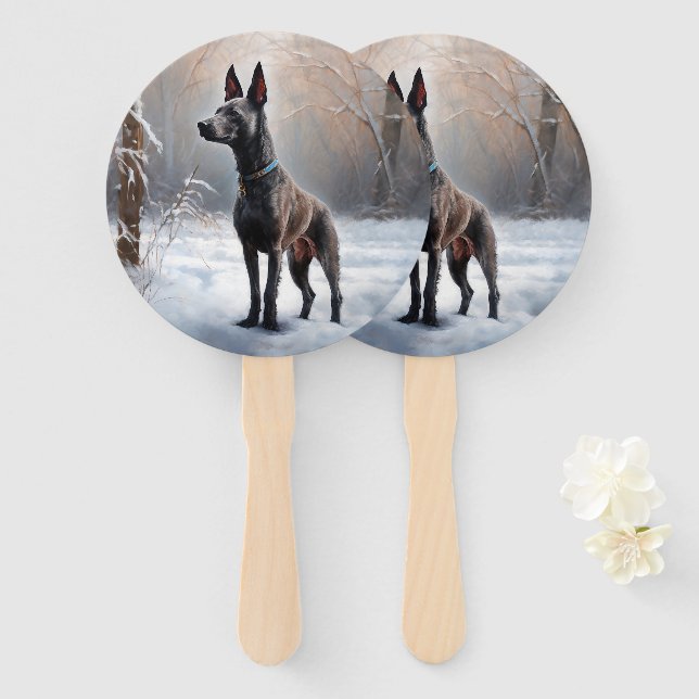 Leque Xoloitzcuintli Deixe Nevar Natal (Frente e Verso)