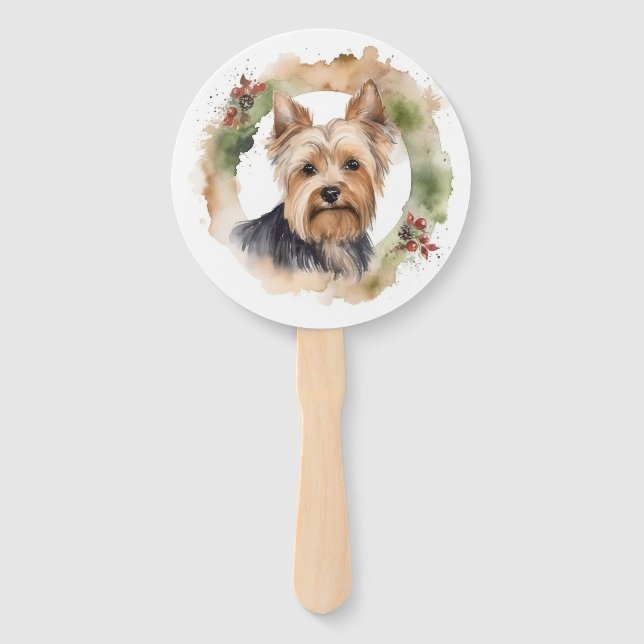 Leque Yorkshire Terrier Christmas Wreath Festivo Pup (Frente)