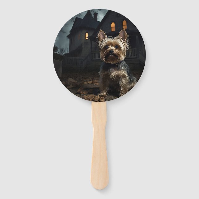 Leque Yorkshire Terrier Halloween Assustador (Frente)