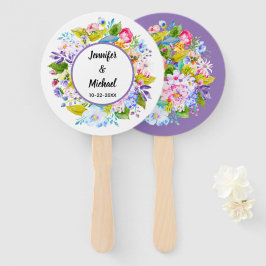 Leques de Convidados de Casamento Romântico Floral