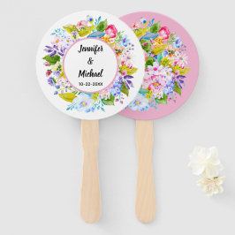 Leques de Convidados de Casamento Rosa Floral Româ