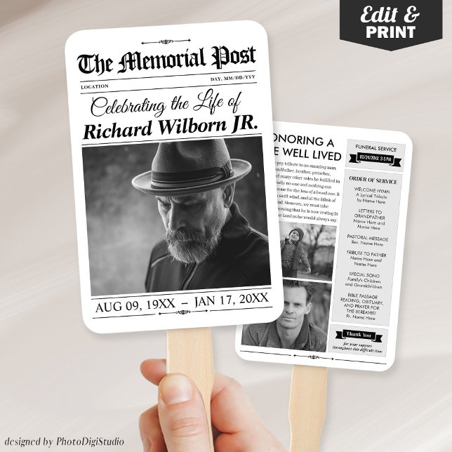 Leques de Mão Comemorativos, Leques de Programa de (Memorial Hand Fans, Newspaper Funeral Program Fans)