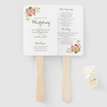 Leques de Mão para Programa de Casamento Branco co