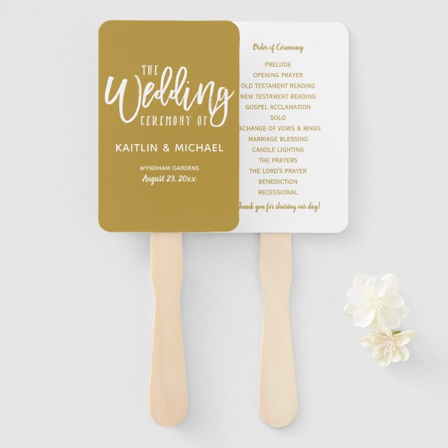 Leques de Programa de Casamento | Brush Script (Do (Frente e Verso)