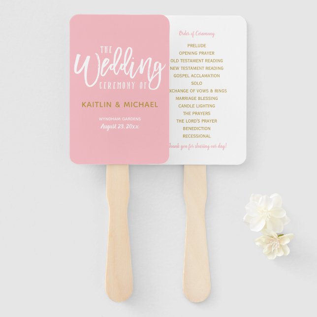 Leques de Programa de Casamento | Brush Script (Ro (Frente e Verso)