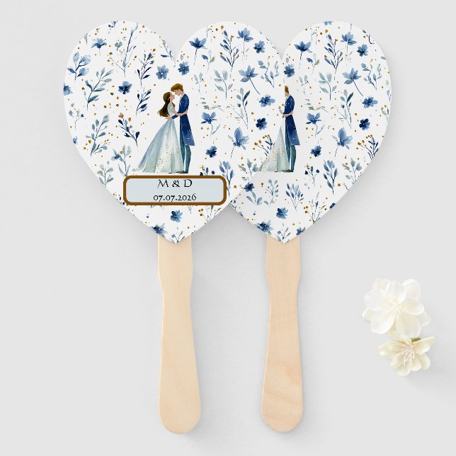 Leques Mágicos de Casamento – Estilo Aquarela (Frente e Verso)