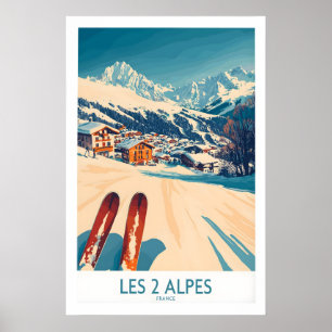 Les 2 Alpes Impressão de Poster de Esqui 1