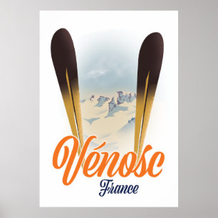 Les Deux Alpes, França poster de viagens de esqui