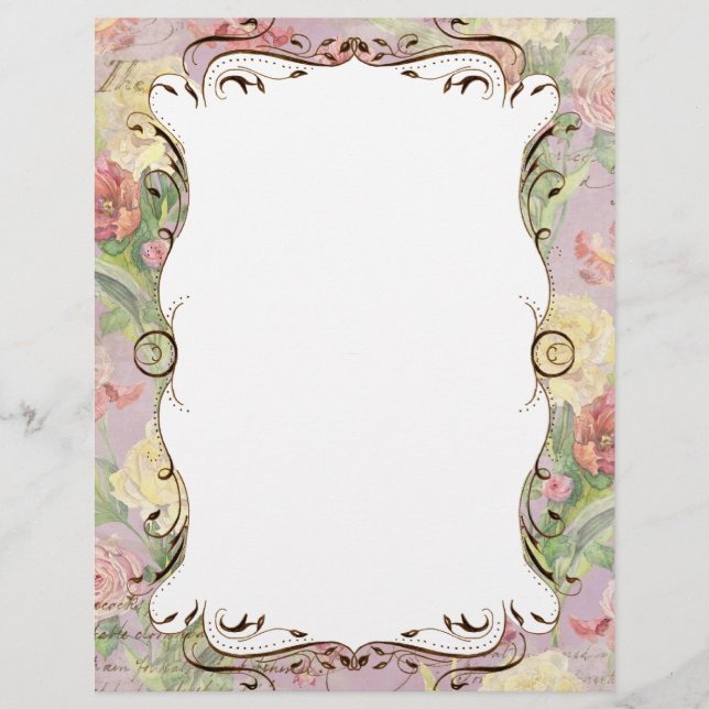 Les Fleurs Peony Rosa Tulip Floral Stationery (Frente)
