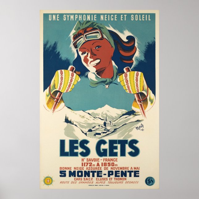 Les Gets, Savoie, França, Ski Poster (Frente)