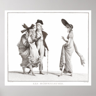 Les Merveilleuses Antiquado Impressão de Moda Fran
