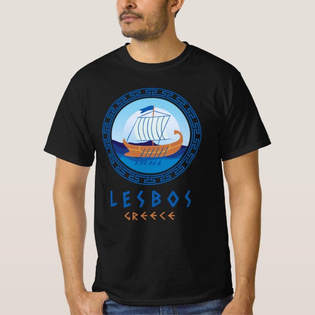 Lesbos, Grécia Camisa Masculina de Design de Navio (Frente)