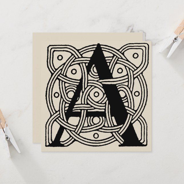 Letra A Vintage Celtic Knot Monograma (Frente/Verso In Situ)