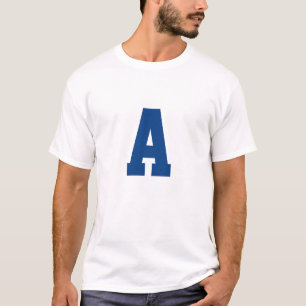 Letra alfabética azul escura mens T-shirt
