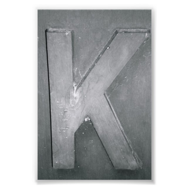 Letra alfabética Fotografia K1 Preta e Branco 4x6 (Frente)