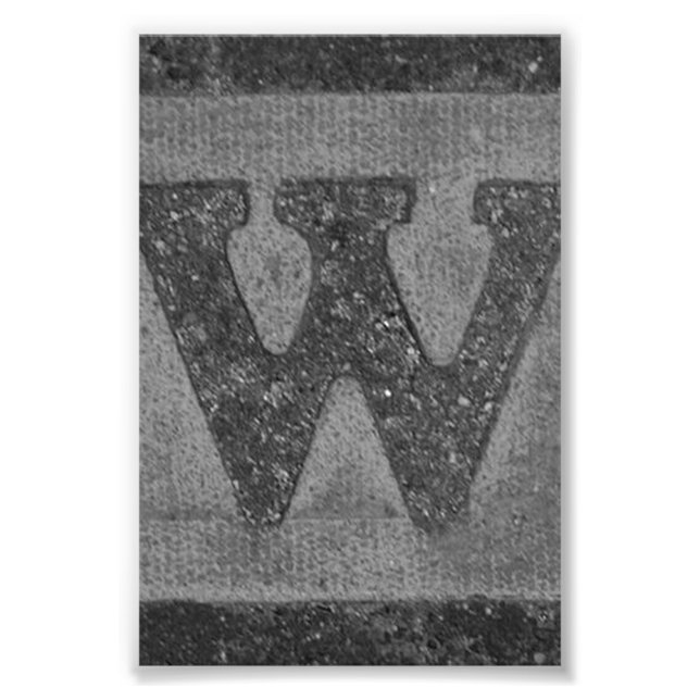 Letra alfabética Fotografia W3 Preta e Branco 4x6 (Frente)