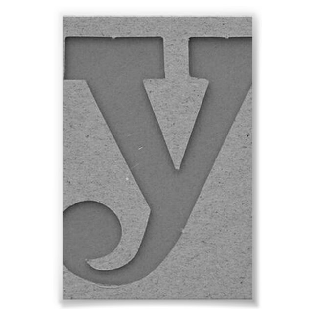 Letra alfabética Fotografia Y3 Preta e Branco 4x6 (Frente)