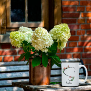 Letra aquosa de flores silvestres S caneca de café