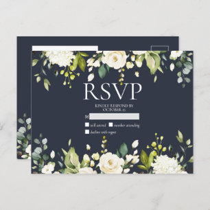 Letra Azul e Branca Floral Sem Menu RSVP