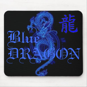 Letra azul Mousepad do dragão do Kanji