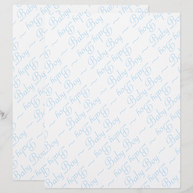 Letra Baby Boy no Texto Azul Claro no Branco (Frente/Verso)