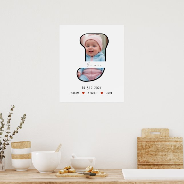 Letra Baby Personalizada J com Limite - Poster (Cozinha)