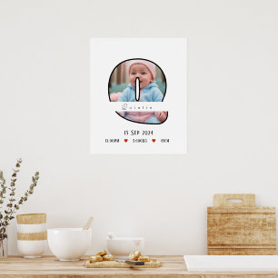 Letra Baby Personalizada Q com Poster de Borda