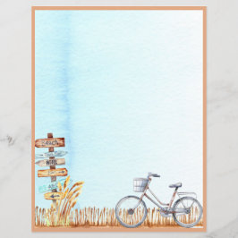Letra Bicicleta Summer Beachside Papel Sem Linhas