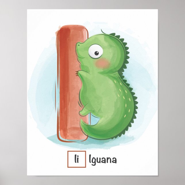  Letra branca iquana Poster animal (Frente)