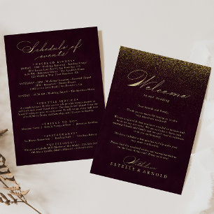 Letra Burgundy Dourada Glitter Wedding