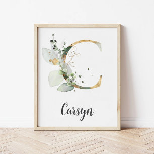 Letra C de Monograma de Impressão de Nome de Berçá