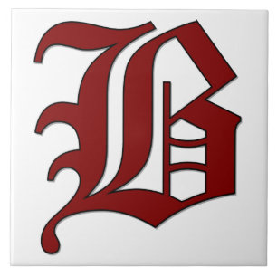 Letra Canterbury B no Azulejo do Monograma Vermelh