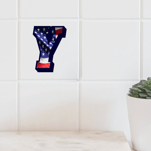 Letra de bandeira americana "Y" grande Azulejo fot ( American Flag Letter Y Large Photo Ceramic Tile Cover)