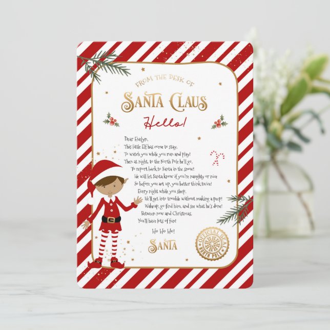 Letra de boas-vindas da primeira vez em Elf chegan (Em pé/Frente)