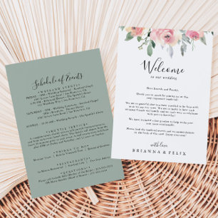 Letra de boas-vindas do Casamento Floral Rosa Eleg