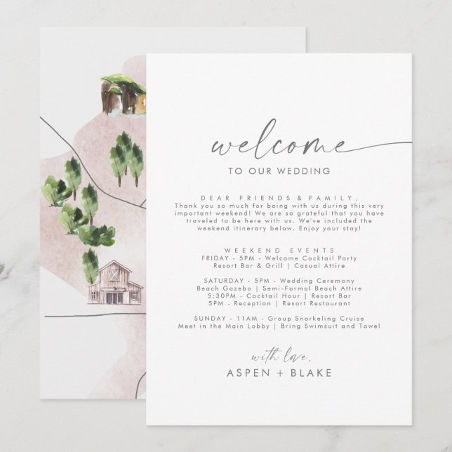 Letra de Boas-vindas do Modern Silver Itinerário e (Frente/Verso)