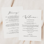 Letra de Boas-vindas e Itinerário do Casamento Neg<br><div class="desc">Estas delicadas cartas de boas-vindas e cartas itinerárias são perfeitas para um casamento moderno. A design romântica minimalista apresenta uma magnífica e elegante tipografia negra num fundo branco com um aspecto simples e limpo. A frente da carta apresenta uma carta de boas-vindas e a parte de trás da carta apresenta...</div>