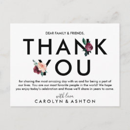 Letra de Flor | Maroon Obrigado Cartão de Recepção