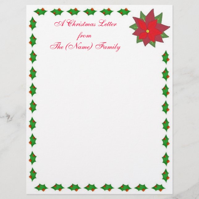 Letra de Natal da Família Letterhead (Frente)